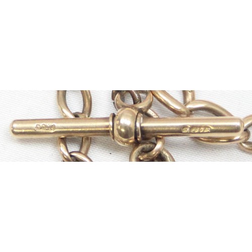 2383 - An antique 9ct gold open link Albert watch chain, each link marked and XRF confirmed, approx 34cm lo... 