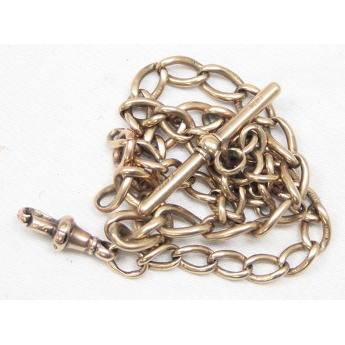 2383 - An antique 9ct gold open link Albert watch chain, each link marked and XRF confirmed, approx 34cm lo... 