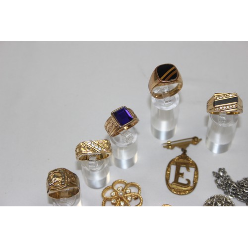 2458 - Qty of assorted gold plated and other jewellery to inc 2 9ct gold shirt studs, marked and XRF confir... 