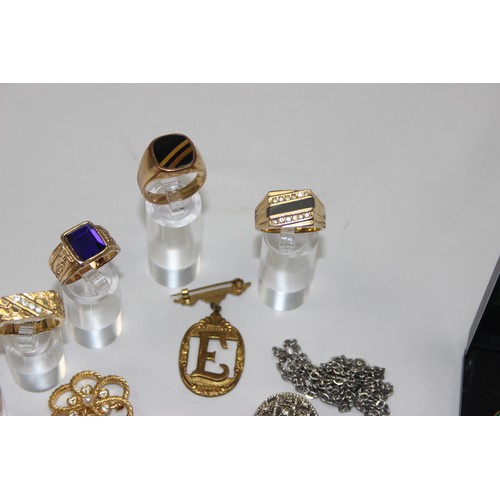 2458 - Qty of assorted gold plated and other jewellery to inc 2 9ct gold shirt studs, marked and XRF confir... 