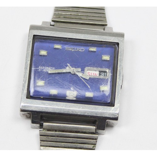 1351 - A 1970's Seiko 6119-5000 TV shaped watch with automatic movement, stainless steel strap and case