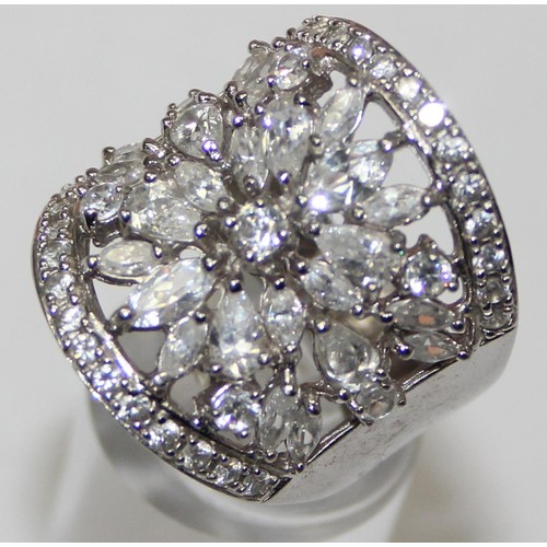 2168 - 5 assorted 925 silver dress rings, mainly white stones in various designs, all approx size T