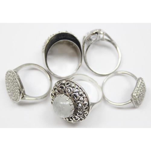 2168 - 5 assorted 925 silver dress rings, mainly white stones in various designs, all approx size T