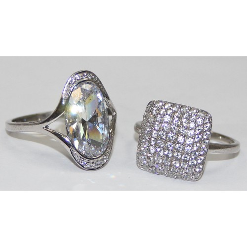 2168 - 5 assorted 925 silver dress rings, mainly white stones in various designs, all approx size T