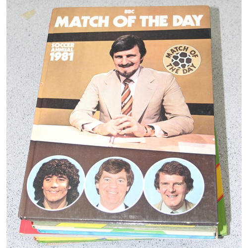 505 - Qty of vintage books, mostly football related to include a 1981 BBC match of the day annual and Roy ... 