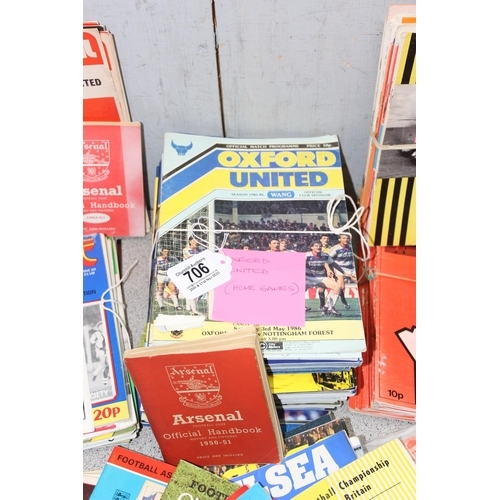 706 - Qty of football and Rugby match programmes to include Oxford and Arsenal amongst others