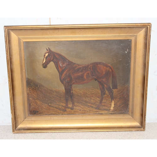 409 - Timothy. B. Whitby (British XIX-XX), oil on board study of a racehorse in stables, signed TBW, annot... 