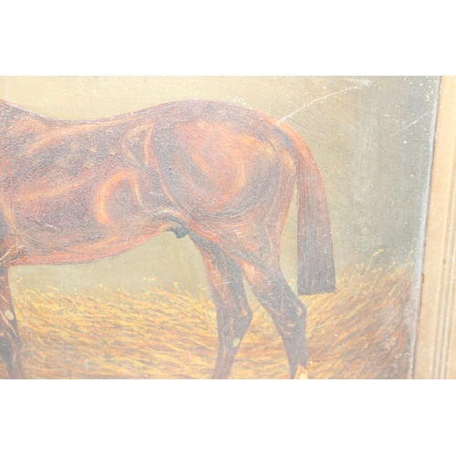 409 - Timothy. B. Whitby (British XIX-XX), oil on board study of a racehorse in stables, signed TBW, annot... 