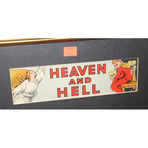 407 - Framed vintage print of the artwork from the Heaven & Hell penny arcade machine, approx 50cm x 40cm ... 