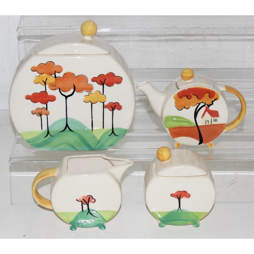 1733 - Past Times Clarice Cliff style 4 piece tea set