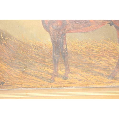 409 - Timothy. B. Whitby (British XIX-XX), oil on board study of a racehorse in stables, signed TBW, annot... 