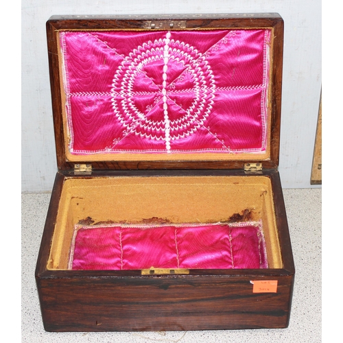 272 - An antique Rosewood workbox with mother of pearl inlay, approx 25cm wide