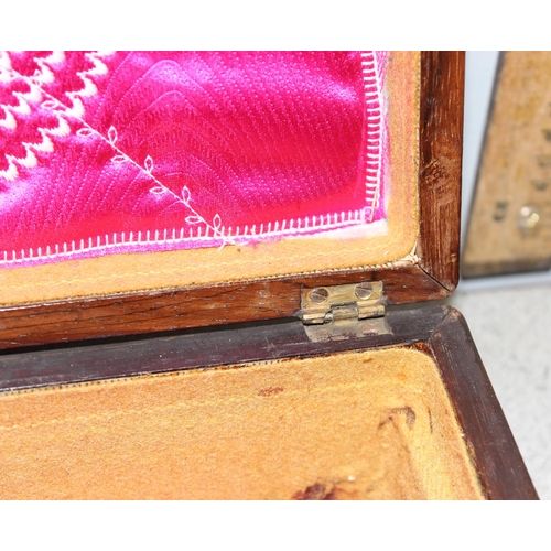 272 - An antique Rosewood workbox with mother of pearl inlay, approx 25cm wide