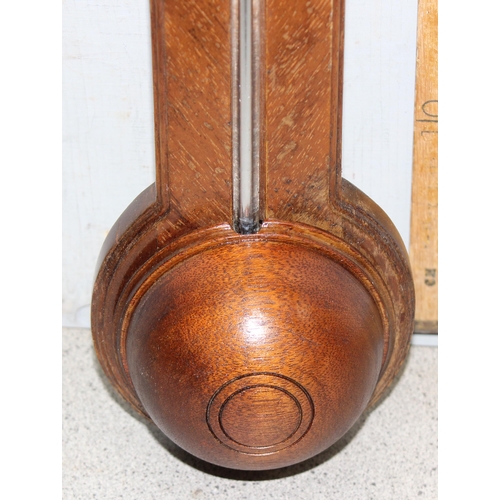 406 - An antique style mercury stick barometer with silvered scale, unnamed, approx 95cm tall