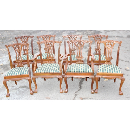 96 - A set of 8 Georgian style Chippendale design mahogany dining chairs, 2 carvers & 6 dining chairs, wi... 