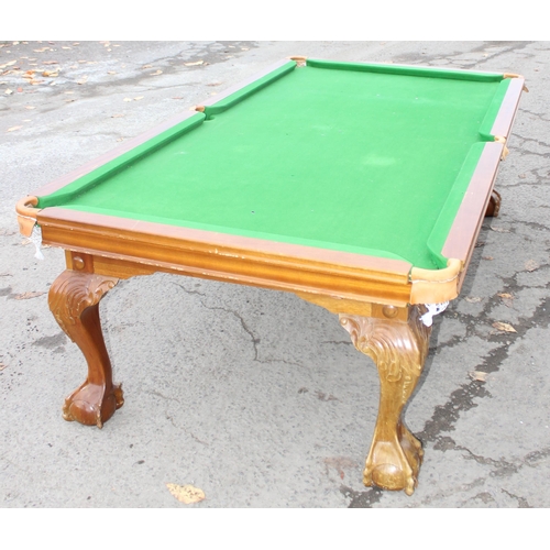 45 - A good quality modern dining table with snooker table base, the snooker table with baize lined slate... 