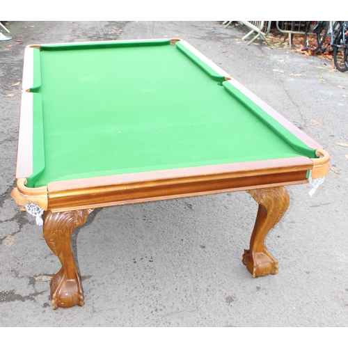 45 - A good quality modern dining table with snooker table base, the snooker table with baize lined slate... 