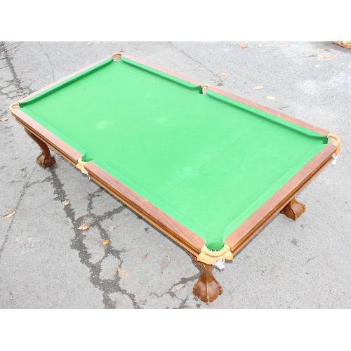 45 - A good quality modern dining table with snooker table base, the snooker table with baize lined slate... 