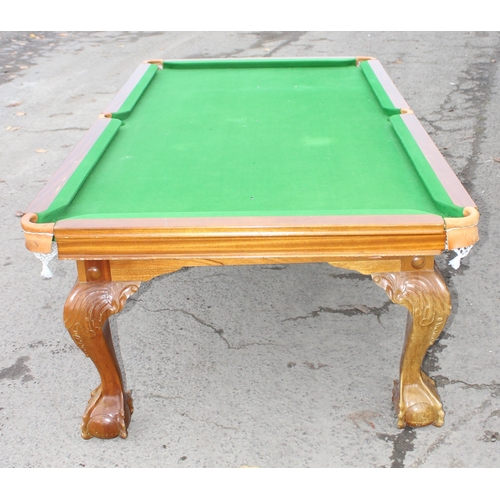 45 - A good quality modern dining table with snooker table base, the snooker table with baize lined slate... 