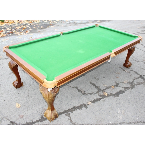 45 - A good quality modern dining table with snooker table base, the snooker table with baize lined slate... 