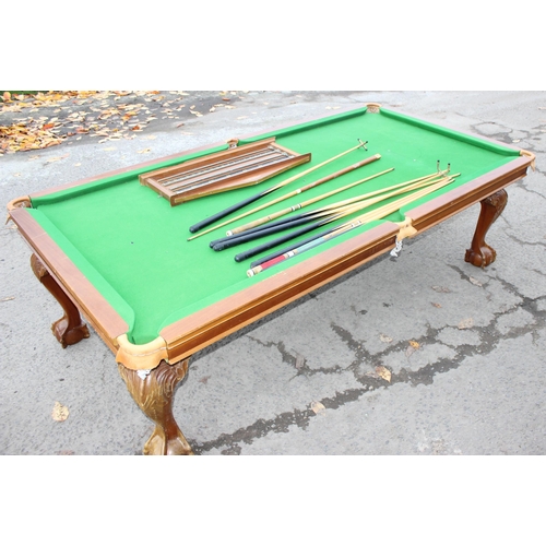 45 - A good quality modern dining table with snooker table base, the snooker table with baize lined slate... 