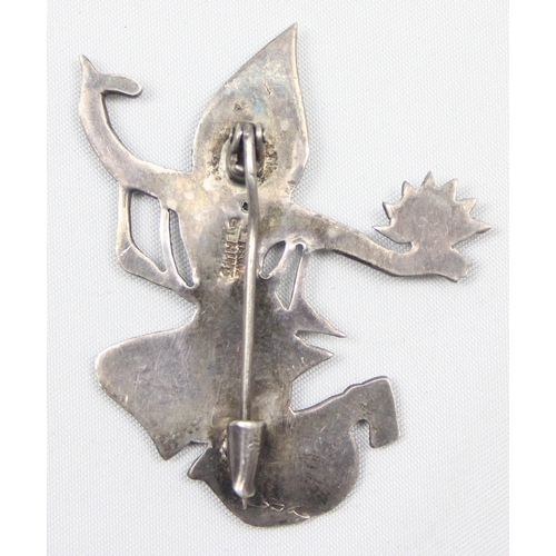 1118 - Vintage Siam sterling silver Ramasoon God of Thunder brooch, approx 5cm long