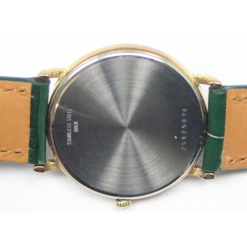 1303 - A Longines Quartz Presence 156-6801 dress watch with gold plated case, in original box with leather ... 