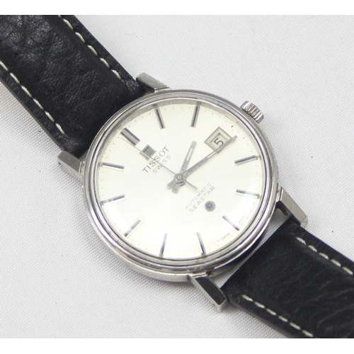 1305 - Vintage Tissot Automatic Seastar gents watch with stainless steel case and later leather strap, dedi... 