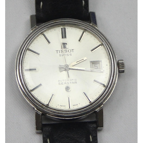 1305 - Vintage Tissot Automatic Seastar gents watch with stainless steel case and later leather strap, dedi... 