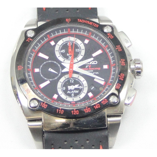 1307 - Seiko - a gentleman's Formula 1 Honda Racing Sportura chronograph alarm wristwatch, 30mm circular bl... 