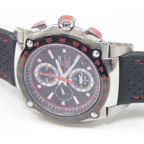 1307 - Seiko - a gentleman's Formula 1 Honda Racing Sportura chronograph alarm wristwatch, 30mm circular bl... 