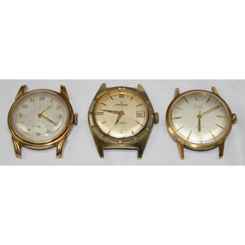 1309 - 3 vintage wristwatches with gold plated cases, Lanco, Avia Olympic & Services