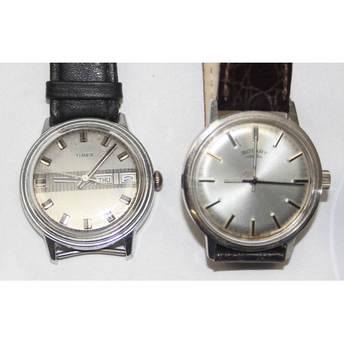 1310 - 3 vintage stainless steel cased watches with mechanical movements, Rotary, Timex & Everite