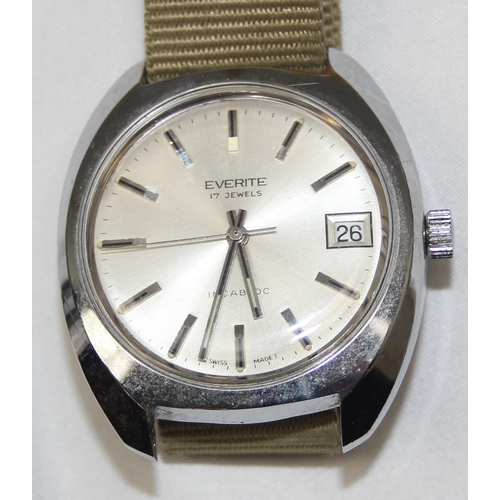 1310 - 3 vintage stainless steel cased watches with mechanical movements, Rotary, Timex & Everite