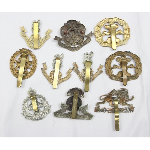 1408 - Military cap badges - 10 assorted military cap badges all relating to Lancashire, to include Fusilie... 