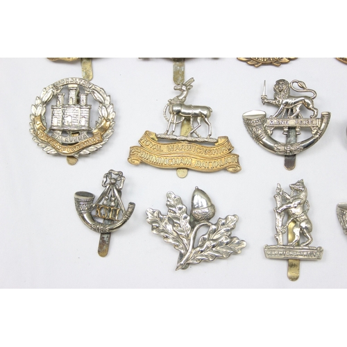 1410 - Military cap badges - 17 assorted military cap badges all relating to the Midlands, to include North... 