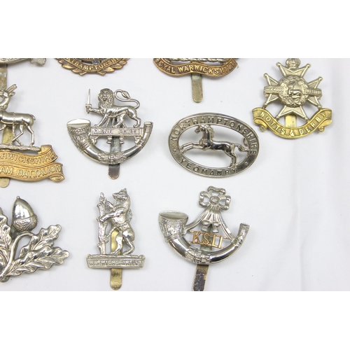 1410 - Military cap badges - 17 assorted military cap badges all relating to the Midlands, to include North... 