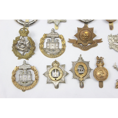 1416 - Military cap badges - 15 assorted military cap badges all relating to the South West, to include Roy... 