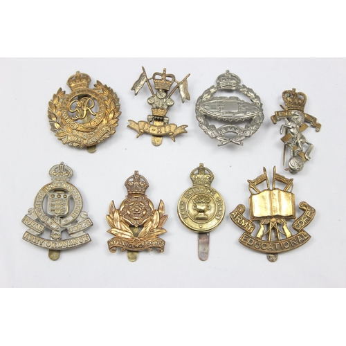 1422 - Military cap badges - 8 assorted military cap badges, various regiments to include Army Education Co... 