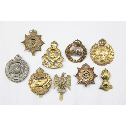 1424 - Military cap badges - 9 assorted military cap badges, various regiments to include Tank Corps, Queen... 