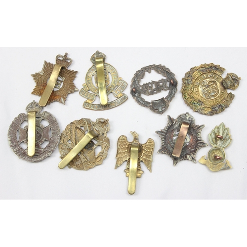 1424 - Military cap badges - 9 assorted military cap badges, various regiments to include Tank Corps, Queen... 