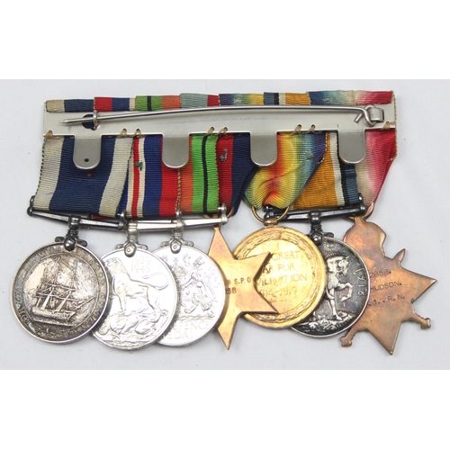 1426 - WW1 & WW2 Royal Navy 7 medal group to K-12858 SPO Lionel Albert Hudson, medals include WW1 1914-18 S... 