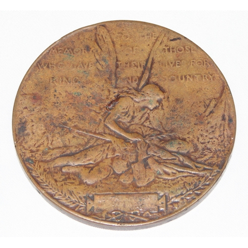 1450 - Boer War Memorial Medal by Emil Fuchs, 45mm, bronze, inscribed 'To the memory of those who gave thei... 