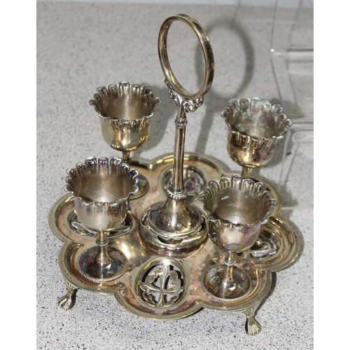 1024 - Qty of Antique and later silver plated items to include candlesticks and serving trays approx 7.2kg