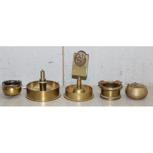 1463 - 5 pieces of brass trench art, one dated 1940