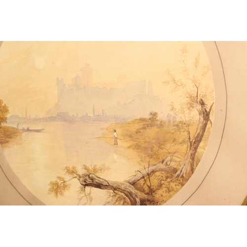 446 - A 19th century watercolour, possibly of Windsor Castle, seemingly unsigned in highly decorative fram... 