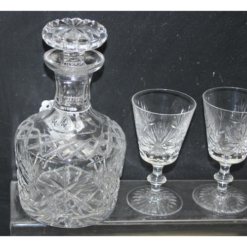 1640 - Set of 6 small cut-glass wine glasses and decanter, all by Edinburgh Crystal