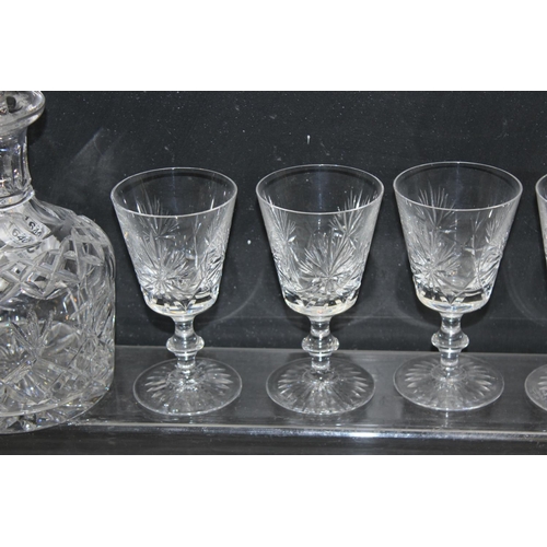 1640 - Set of 6 small cut-glass wine glasses and decanter, all by Edinburgh Crystal