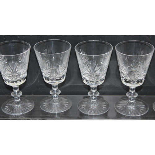 1640 - Set of 6 small cut-glass wine glasses and decanter, all by Edinburgh Crystal