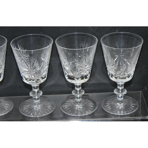 1640 - Set of 6 small cut-glass wine glasses and decanter, all by Edinburgh Crystal